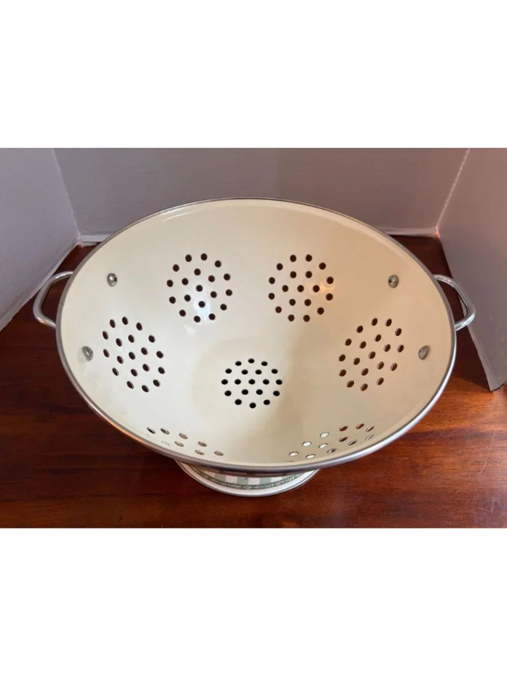 Vintage Pfaltzgraff Naturewood 5 Quart Large Metal Footed Colander/Strainer